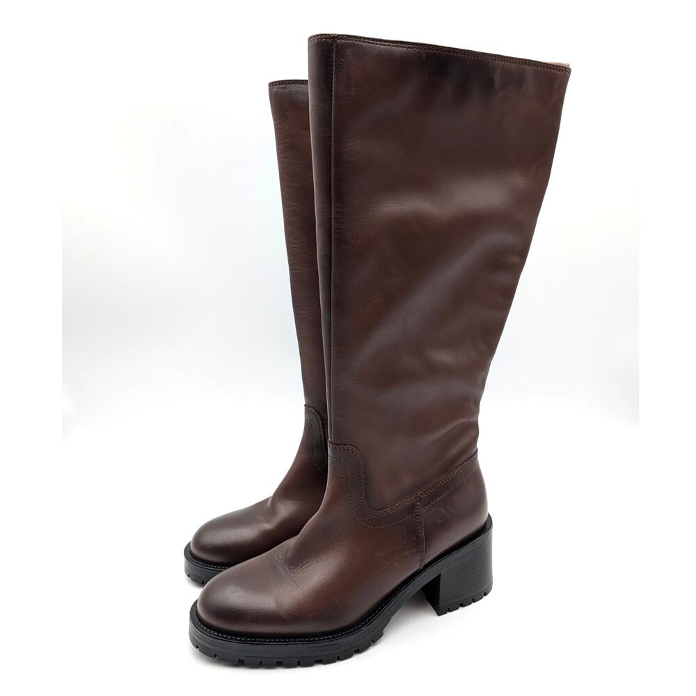 La Canadienne Knee-High Riding Boots Side Zip Women's Brown Size US7.5 EU37
